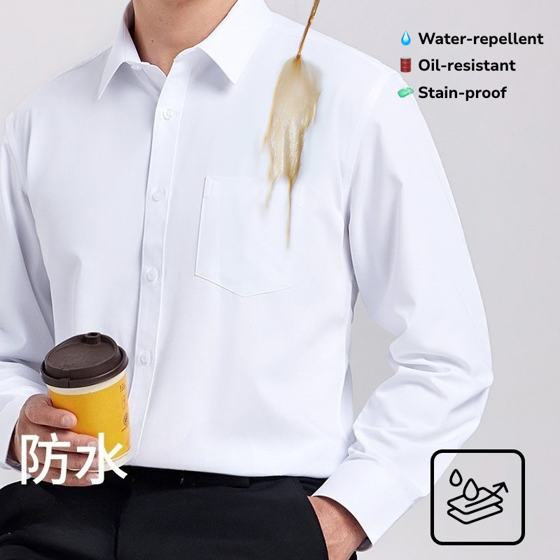 Office Tech For Men - 남성용 방수 오일프루프 긴팔 셔츠 –