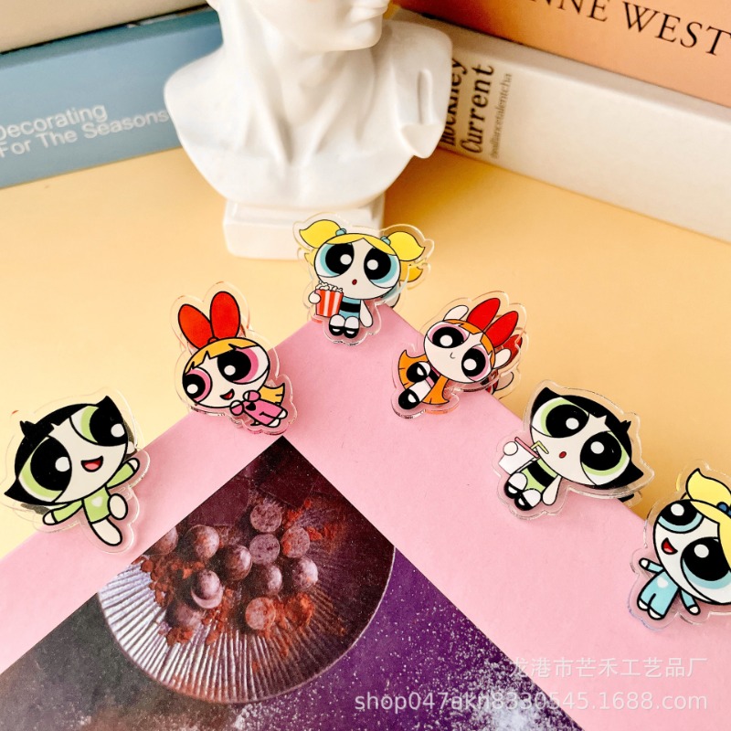 Office Tech Accessories - 6PCS Kawaii The Powerpuffs Girls 아크릴