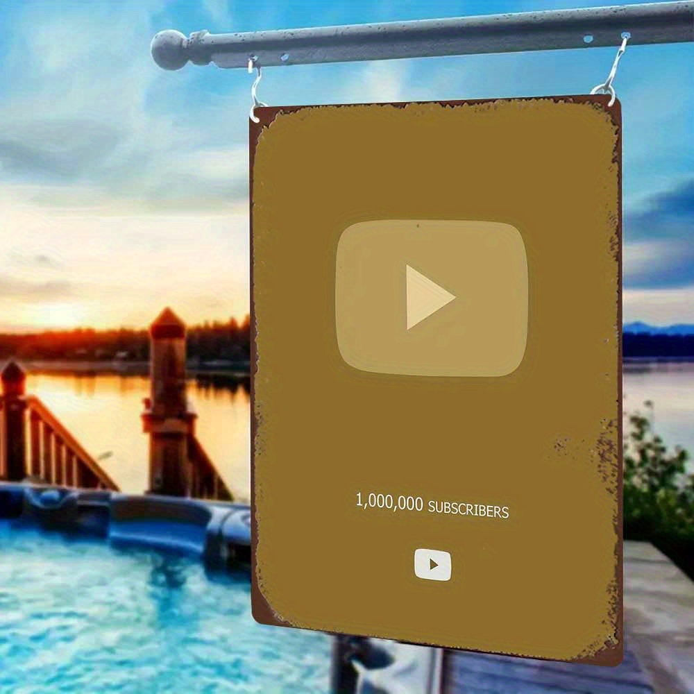 레트로 메탈 사인 2D 플랫 유튜브 백만 구독자 틴 플 - Office Youtuber 리뷰 및 가격