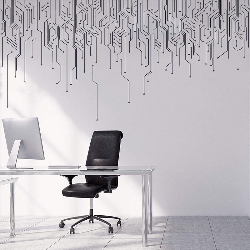 컴퓨터 IT 장식, 회로 기판 벽 데칼, 기술 비닐 벽 - Office Work Tech 리뷰 및 가격